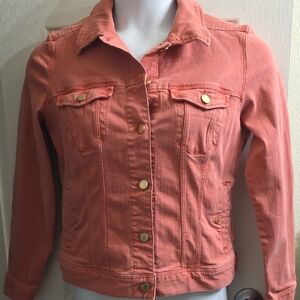 Liverpool Coral Denim Jacket with Gold Buttons Size M